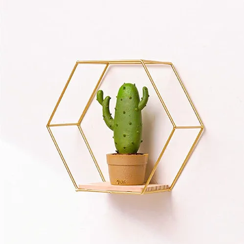Vista 7 de Juego de 3 estantes flotantes hexagonales montados en la pared, modernos estantes de metal para colgar en la pared, estantes rústicos de baño