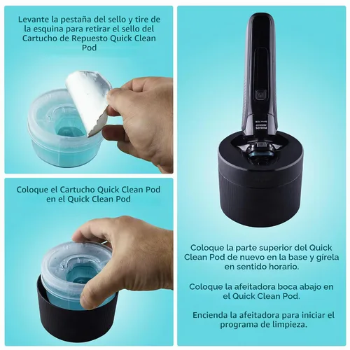 Vista 4 de Clark Shaving Co. - Cartuchos para limpieza rápida Philips Norelco, paquete de 4 Compatible con los sistemas Philips Norelco Quick Clean Pod.