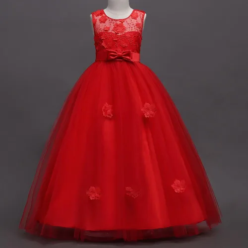 Vista 3 de Little Big Girls'Tulle Retro Vintage - Vestidos con encaje en forma de flores, perfectos para concursos, fiestas, bodas, vestido largo de noche.