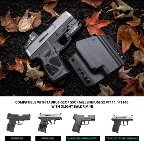 Vista 3 de WARRIORLAND Taurus G2C / G3C Olight Baldr Mini Holster OWB Kydex Made Optic Cut Ajuste: Taurus G2C / G3C / Millennium G2 PT111 / PT140 con BALDR