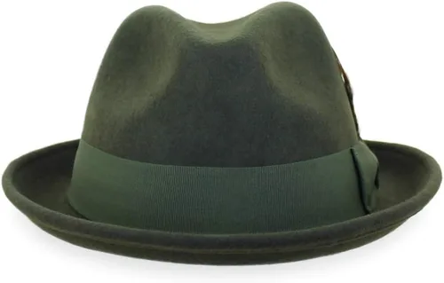 Vista 5 de Belfry Trilby - Sombrero estilo vintage con ala a presión para hombre y mujer, fieltro de lana 100% pura en negro, gris, azul marino, marrón y nuez