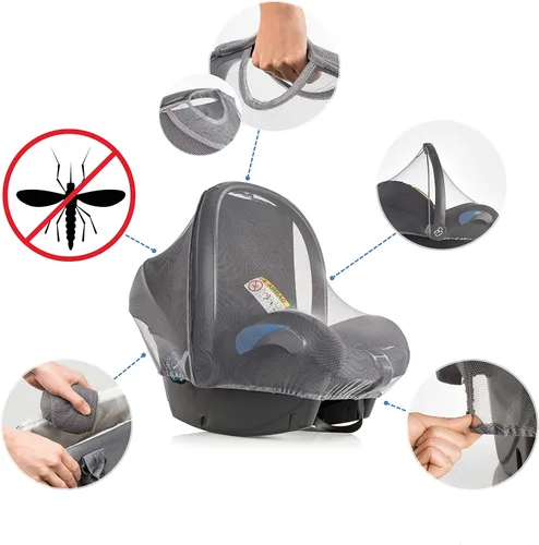 Vista 3 de Mosquitera para portabebés – Red de malla de insectos para asiento de coche – Ajuste universal, moisés y cochecito de calidad premium: lavable a