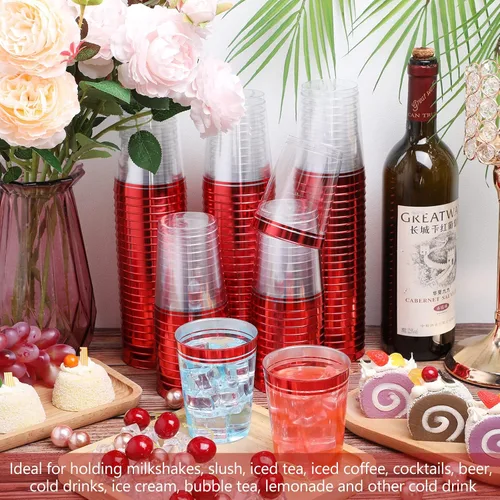 Vista 6 de Zubebe 100 vasos de plástico de 10 onzas para fiestas, vasos desechables de champán transparente, vasos de doble borde para Halloween, Mardi Gras