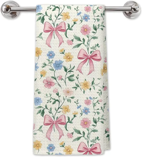 Vista 10 de Chinoiserie - Toallas de cocina florales con lazo coquette, paños de cocina florales azules y blancos para decoración de cocina, toallas de mano