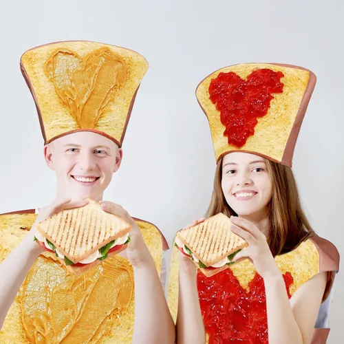 Vista 5 de Marsui 2 Pcs Couples Halloween Costumes for Adults Cosplay Food Costume Dress Up Food Funny Outfit for Party