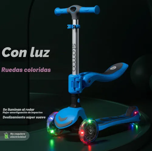 Vista 2 de Toddler Scooter 2-in-1 Light Up 3 Wheel Scooters with Seat for Ages 3+