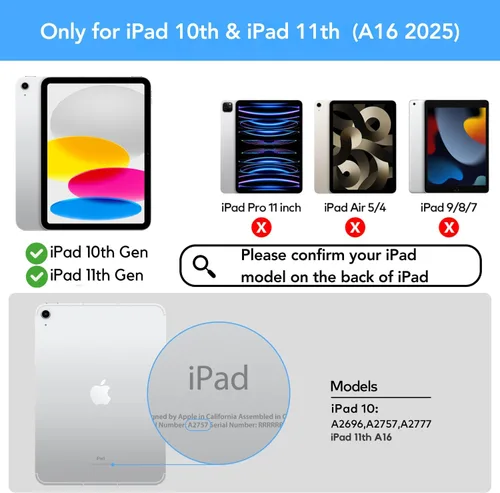 Vista 2 de runelk Funda con teclado para iPad de 10ª generación 2022 y 11ª (A16, 2025) – Teclado estilo mágico con panel multitáctil – Soporte de voladizo Negro