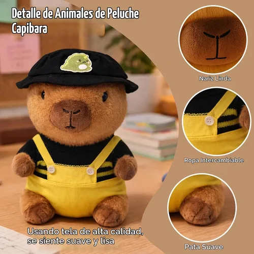 Vista 3 de Capybara - Juguete de peluche, color negro, 10.2 pulgadas