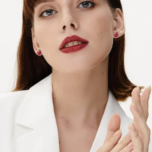 Vista 3 de Aretes de lágrima de oro de 18 quilates de 0.276 x 0.394in para mujer, solitario, circonita cúbica, joyería para el día de la madre, aniversario