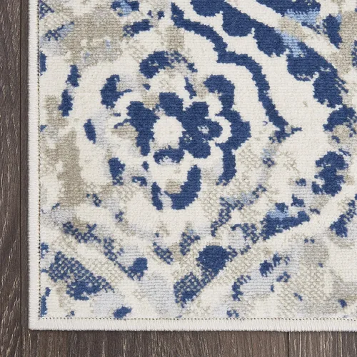 Vista 7 de Home Dynamix Melrose Audrey - Alfombra de pasillo, 2 x 7, marfil/azul