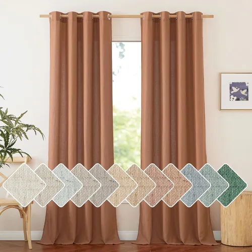 Vista 181 de NICETOWN - Cortinas de lino angora para ventana de cocina sobre el fregadero, con ojales, lino grueso angora, tratamientos cortos para ventanas