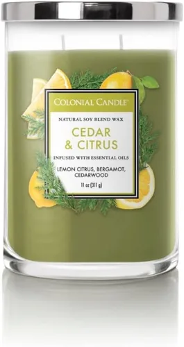 Vista 21 de Colonial Candle - Vela perfumada de frasco con aroma a agua de coco, colección clásica de cilindros, 2 mechas, azul, 19 onzas - hasta 120 horas