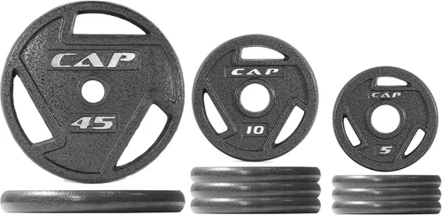 Vista 20 de CAP Barbell 2-Inch Olympic Cast Iron Plate Weight Set 75-285 lbs Multiple Options