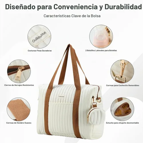 Vista 4 de GOBABYMART Diaper Bag Tote for Moms, Baby Hospital Bag with Insulated Bottle Pockets, Changing Pad & Stroller Straps