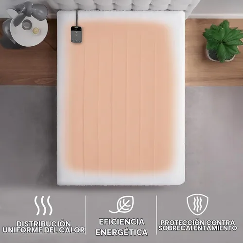 Vista 5 de Sunbeam - Funda para colchón con poliéster y conexión Wi-Fi, cobija eléctrica, 10 ajustes de calor, tamaño individual