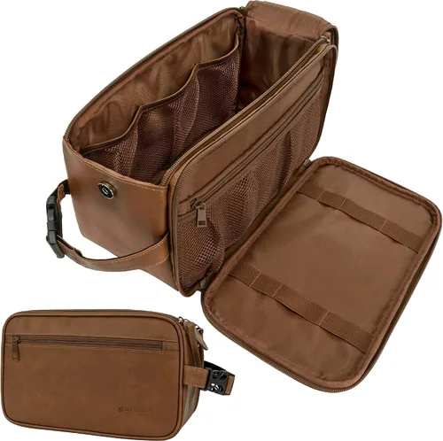 Vista 14 de PAVILIA - Neceser para hombre, kit de afeitado para viaje, neceser de viaje para hombres, organizador de artículos de aseo para el cuidado personal