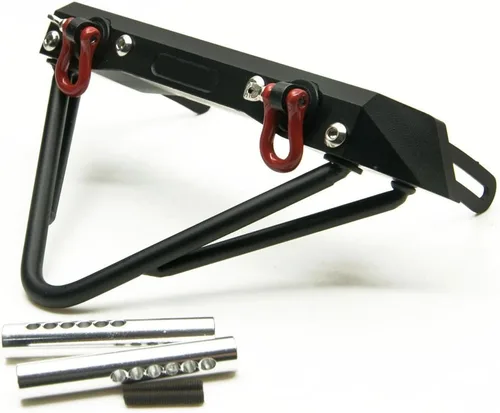 Vista 3 de Barra de parachoques delantero de acero negro con grilletes de cabrestante para 1:10 RC Crawler Car AXIAL SCX10
