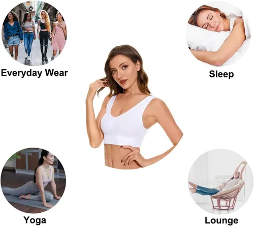 Vista 6 de Bralettes sin aros para mujer, sin relleno, sin costuras, cómodos, sin varillas, paquete de 3