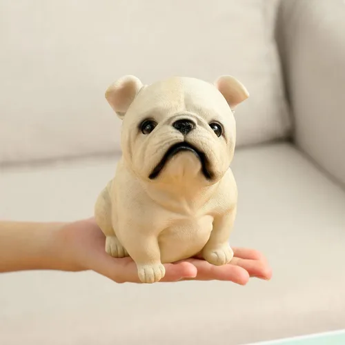 Vista 13 de Figura de bulldog francés durmiendo, estatua creativa de bulldog de resina, linda escultura de bulldog para decoración del hogar y la oficina