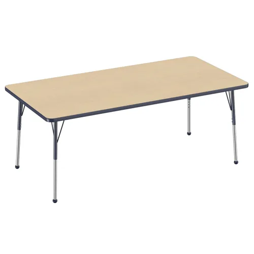 Vista 90 de FDP - Mesa rectangular para actividades escolares y de oficina (24 x 36 pulgadas), patas estándar con deslizadores giratorios, altura ajustable