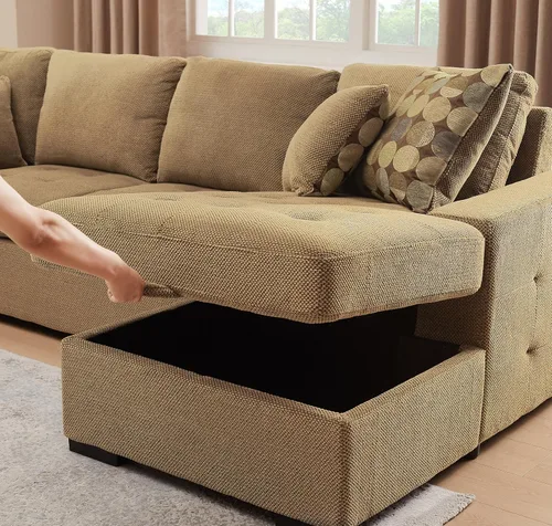 Vista 8 de THSUPER Sofá Seccional con Cama de 123 pulgadas con Cama Extraíble, Sofás Seccionales de Gran Tamaño con Chaise de Almacenamiento Sofás