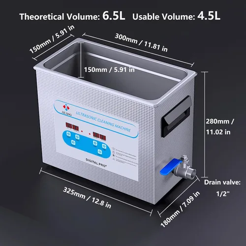 Vista 3 de 6.5L máquina de limpieza ultrasónica 40kHz limpiador de joyas calentado máquina ultrasónica para carburador gafas autopartes etc