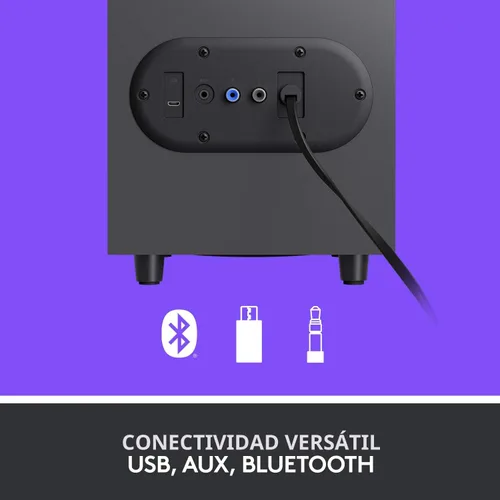 Vista 5 de Logitech Altavoces Bluetooth Z407 para computadora con subwoofer y control inalámbrico, sonido inmersivo, audio premium con múltiples entradas