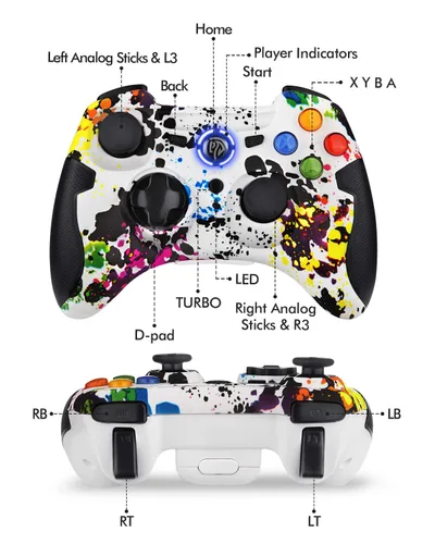 Vista 3 de EasySMX Controlador inalámbrico 2.4G para PS3, gamepads de PC con rango de botón de disparo de vibración de hasta 32.8ft, compatible con Windows PC