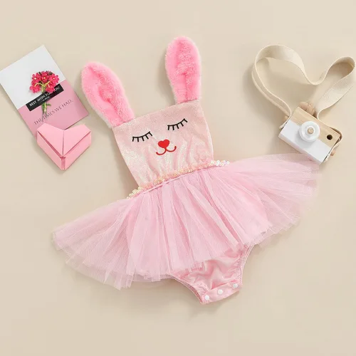Vista 5 de Vestido de tutú de tul con lentejuelas y falda de conejo para bebé