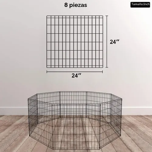 Vista 7 de BestPet - Corralito plegable de metal para perros, para interiores y exteriores, 8 paneles de 24 pulgadas Indoor Outdoor Portable Dog Fence with