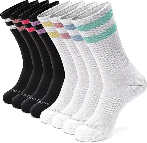Vista 19 de MONFOOT 3-8 pares de calcetines deportivos acolchados para mujeres y [Sólido] Negro (8 Pares)