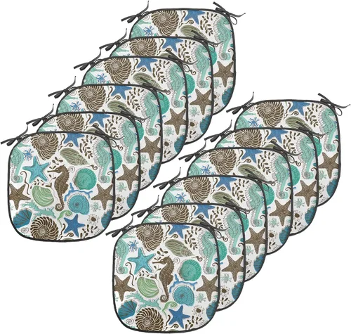 Vista 157 de Ambesonne Cojín de asiento para silla de flores, detalles florales con hojas y remolinos, estampado artístico romántico y vívido y vibrante