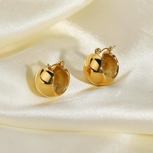 Vista 112 de Aretes de aro gruesos de oro para mujer, chapados en oro de 14 quilates, aretes de aro triple, hipoalergénicos, a la moda, aretes de aro gruesos