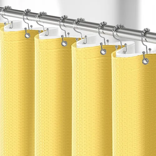 Vista 26 de 3 in 1 Waffle Shower Curtain Set with PEVA Liner 72Wx72H Navy Blue Azul marino