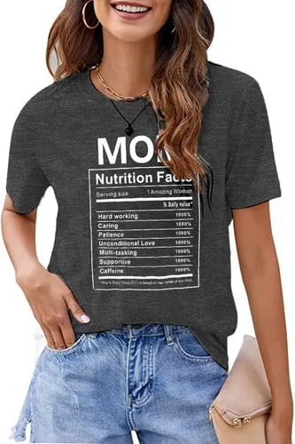 Vista 3 de Mom Nutrition Facts - Camiseta divertida para el día de la madre, camiseta con estampado de letras, camiseta casual de verano