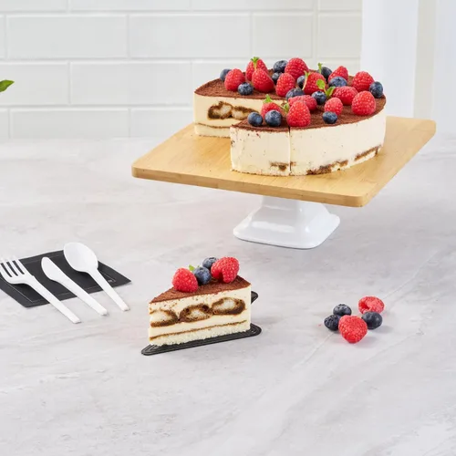 Vista 6 de Restaurantware Tablas para pasteles de 4.5 x 3 pulgadas, 100 bandejas triangulares de postre, ligeras con asa, tableros de repostería de plástico