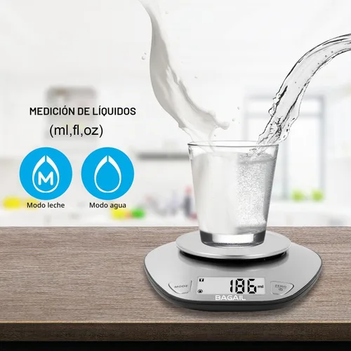 Vista 5 de BAGAIL - Báscula digital de cocina con cuenco de acero inoxidable, 11 lb