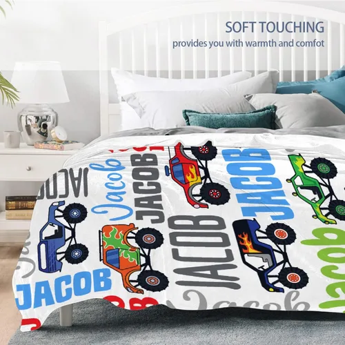 Vista 93 de Manta de bebé con texto en inglés «Just A Boy Who Loves Trucks» para niños y niñas, manta súper suave para envolver al recién nacido, acogedora