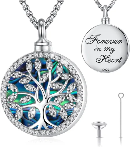 Vista 16 de Eusense Tree of Life for Ashes Urn Necklace Cremation Jewelry Oro