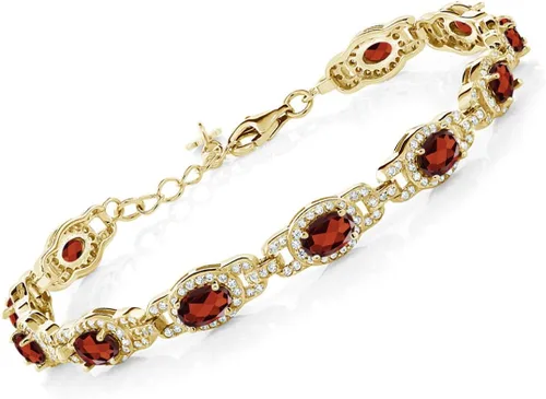 Vista 20 de Gem Stone King Oval Halo Gemstone Tennis Bracelet Nano Esmeralda