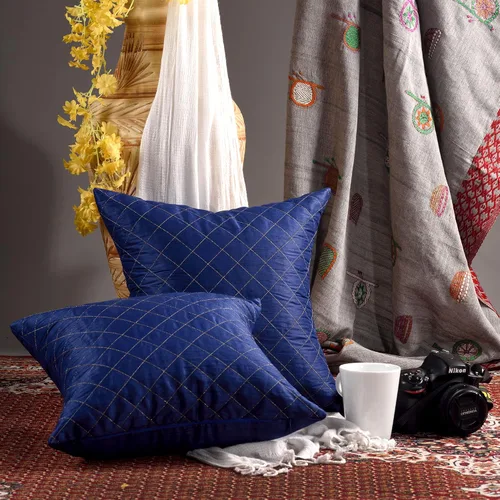 Vista 2 de Almohadas bordadas de 12 x 12 pulgadas, fundas de almohada pequeñas decorativas para sofá, fundas de almohada azules, paquete de 2, almohadas