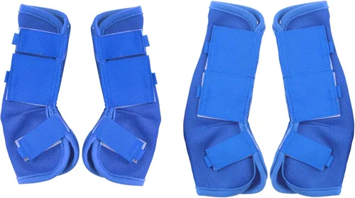 Vista 10 de LEAFOREST Juego de 4 botas para mosca de caballo, protección antideslizante para piernas para burro mini pony, botas de malla transpirable para Azul