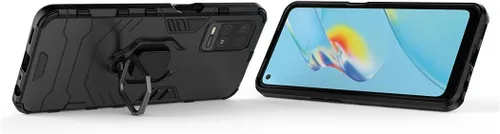 Vista 2 de Compatible con Oppo A54 4G, funda Oppo A55 4G, soporte de anillo de metal, parachoques duro a prueba de golpes