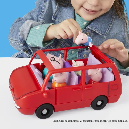 Vista 4 de PEPPA PIG Peppa's Big Family Car con 2 figuras (para 5), juego de autos de juguete para niñas y niños, niños a partir de 3 años