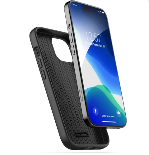 Vista 4 de ENCASED Funda delgada diseñada para iPhone 15 (2023), ultra delgada, flexible, para teléfono (negro mate)
