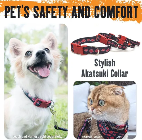 Vista 4 de Akatsuki - Collar de perro de anime para razas grandes, medianas y pequeñas, cachorro: collar ajustable de Naruto para mascotas, con licencia
