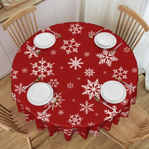 Vista 12 de Mantel redondo de 60 x 60 pulgadas con diseño de campanas de Navidad, de poliéster, resistente a las manchas y a las arrugas, mantel para cocina