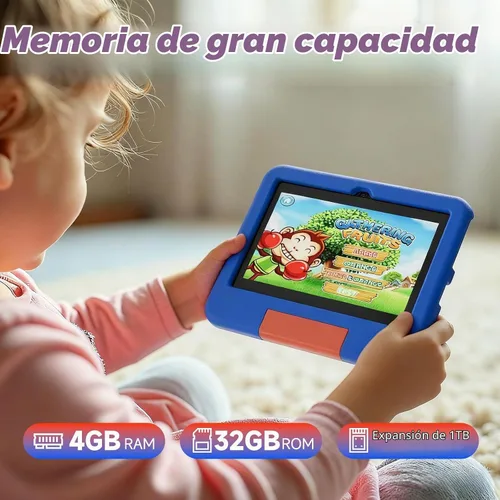 Vista 5 de Tableta Android de 7 pulgadas con funda, 4 GB de RAM 32 GB ROM 1 TB Expand, procesador de cuatro núcleos Tablet PC, pantalla IPS de 1024 x 600