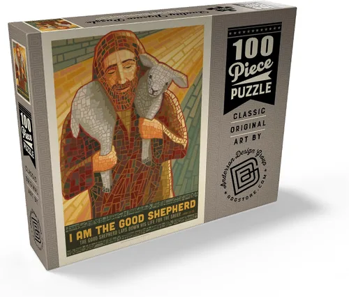 Vista 2 de MyPuzzle Jesus: The Good Shepherd, póster vintage, rompecabezas de 100 piezas prémium para adultos