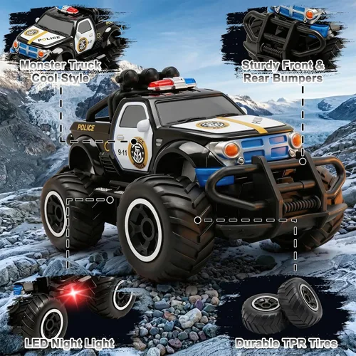 Vista 5 de Pup Go Mini Remote Control Police Car Toy for Kids 3 4 5 6 7 Year Old